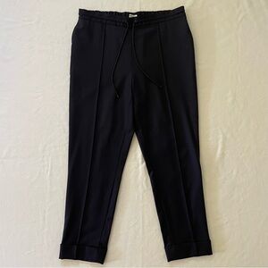 NWOT KENZO Tapered Flannel Trousers Navy Drawstring Pleated Pants Size 8